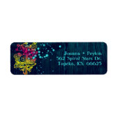 Magical Trees Midnight Blue Wedding Address Etiket (Voorkant)