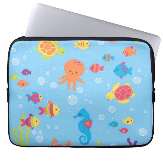 Magical Underwater Turtle and Fish Electronic Bag Laptop Sleeve (Voorkant)