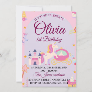 Magical Unicorn 1er anniversaire Invitation pour f