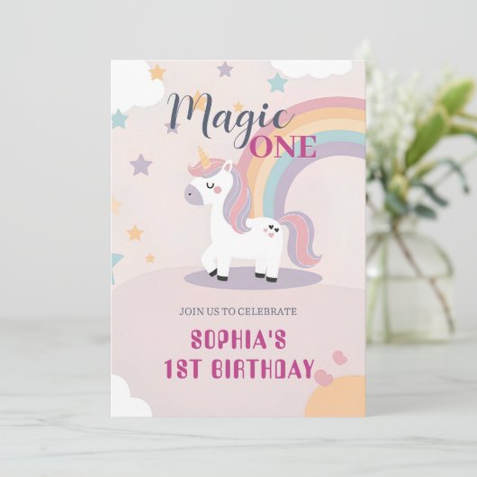 Magical Unicorn 1st Birthday Kaart (Staand voorkant)