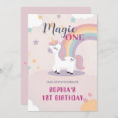Magical Unicorn 1st Birthday Kaart (Voorkant / Achterkant)