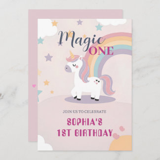 Magical Unicorn 1st Birthday Kaart