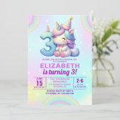 Magical Unicorn 3rd Birthday Invitation – Rainbow  (Debout devant)