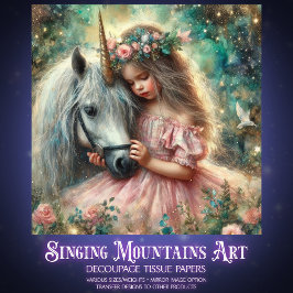 Magical Unicorn And Girl Friendship Decoupage  Tissuepapier