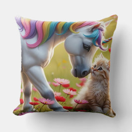 Magical Unicorn and Kitten Best Friends  Kussen