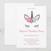 Magical Unicorn Birthday Invitation Kaart (Voorkant / Achterkant)