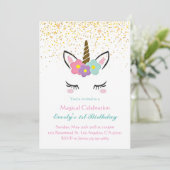 Magical Unicorn Birthday Invitation Kaart (Staand voorkant)