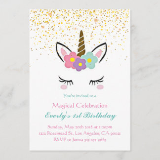 Magical Unicorn Birthday Invitation Kaart