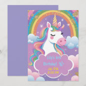 Magical Unicorn Birthday Invitation Kaart (Voorkant / Achterkant)