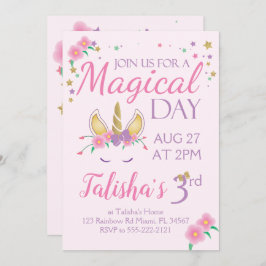 Magical Unicorn Birthday Invitation Kaart
