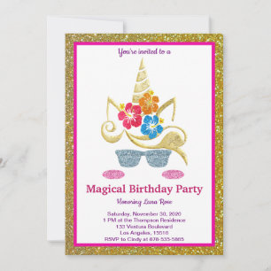 Magical Unicorn Birthday Invitation Kaart