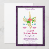 Magical Unicorn Birthday Invitation Kaart (Voorkant / Achterkant)