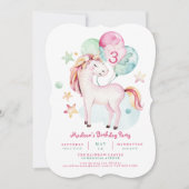 Magical Unicorn Birthday Invitation Kaart (Voorkant)