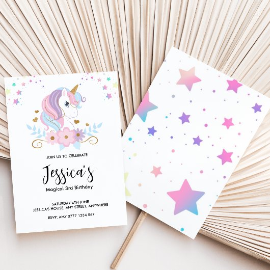 Magical Unicorn Birthday Invitation Kaart