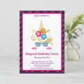Magical Unicorn Birthday Invitation Kaart (Staand voorkant)