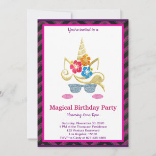 Magical Unicorn Birthday Invitation Kaart
