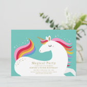 Magical Unicorn Birthday Invitation Kaart (Staand voorkant)