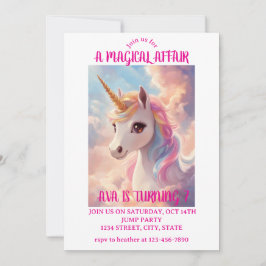 Magical Unicorn Birthday Invitation Kaart