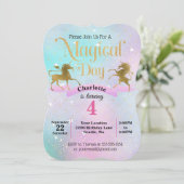 Magical Unicorn Birthday Invitation Kaart (Staand voorkant)