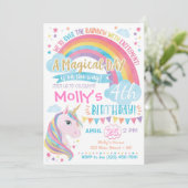 Magical Unicorn Birthday Invitation Rainbow Invite Kaart (Staand voorkant)