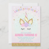 Magical Unicorn Birthday Invitation Unicorn Kaart (Voorkant)