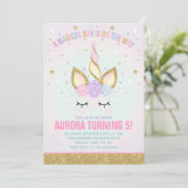 Magical Unicorn Birthday Invitation Unicorn Kaart (Staand voorkant)
