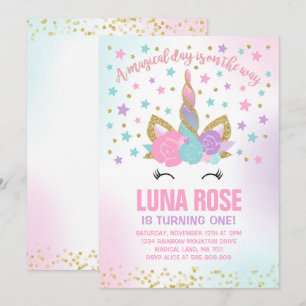 Magical Unicorn Birthday Invitation Unicorn Kaart