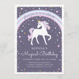 Magical Unicorn Birthday Invite Kaart