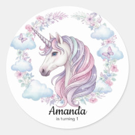Magical Unicorn Birthday Party Favor Sticker