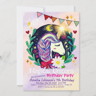 Magical Unicorn Birthday Party Invitation