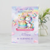 Magical Unicorn Birthday Party Invitation Kaart (Staand voorkant)