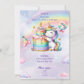 Magical Unicorn Birthday Party Invitation Kaart (Achterkant)