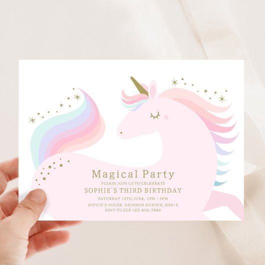 Magical Unicorn Birthday Party Invitation Kaart