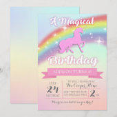 Magical Unicorn Birthday Party Invitation Kaart (Voorkant / Achterkant)