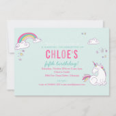 Magical Unicorn Birthday Party Invitation Kaart (Voorkant)