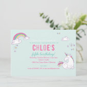 Magical Unicorn Birthday Party Invitation Kaart (Staand voorkant)