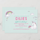Magical Unicorn Birthday Party Invitation Kaart (Voorkant / Achterkant)