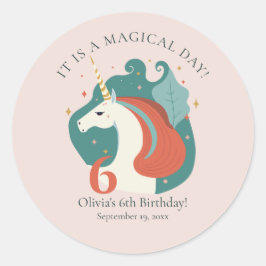 Magical Unicorn Birthday Party Ronde Sticker