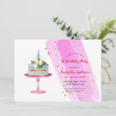 Magical Unicorn Cake Invitations d'anniversaire - (Debout devant)