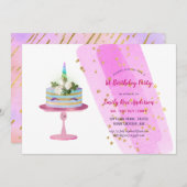 Magical Unicorn Cake Invitations d'anniversaire - (Devant / Derrière)