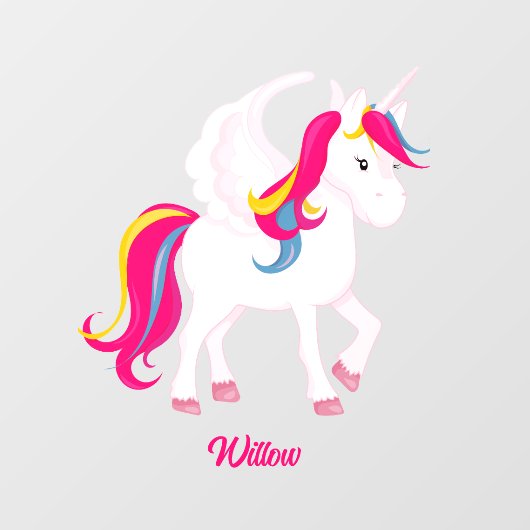 Magical Unicorn Custom Name of Text Raamsticker (Vel)