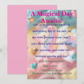Magical Unicorn Dream Birthday Invitation Kaart (Voorkant / Achterkant)