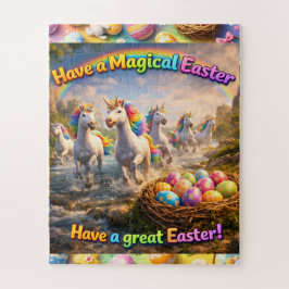 Magical unicorn Easter jigsaw puzzle rainbow fan t Legpuzzel