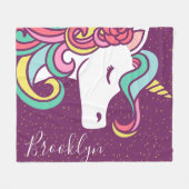 Magical Unicorn Gold Glitter Girly Fleece Deken (Voorkant (Horizontaal))