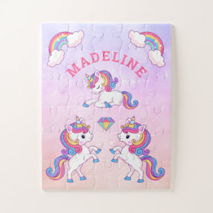 Magical Unicorn Kawaii Name Jigzaag Puzzle Legpuzzel