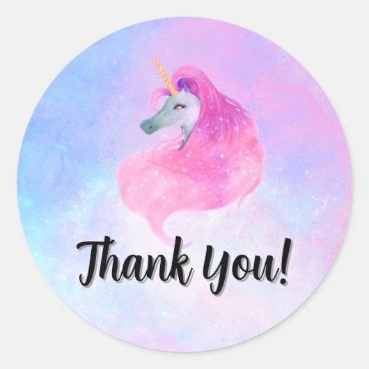 Magical Unicorn Party Matching Thank You Sticker (Voorkant)