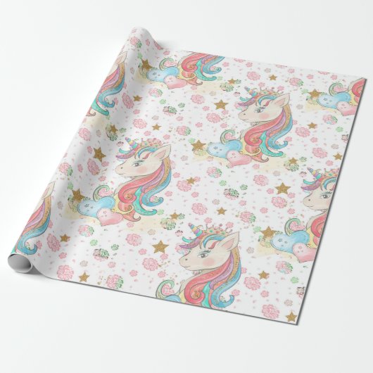 Magical Unicorn Pattern Cadeaupapier (Uitgerold)