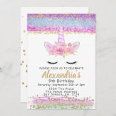 Magical Unicorn Personalized Birthday Party Kaart (Voorkant / Achterkant)