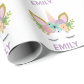 Magical Unicorn Personalized name glitter girly Cadeaupapier (Rol Hoek)