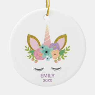 Magical Unicorn Personalized name glitter girly Keramisch Ornament